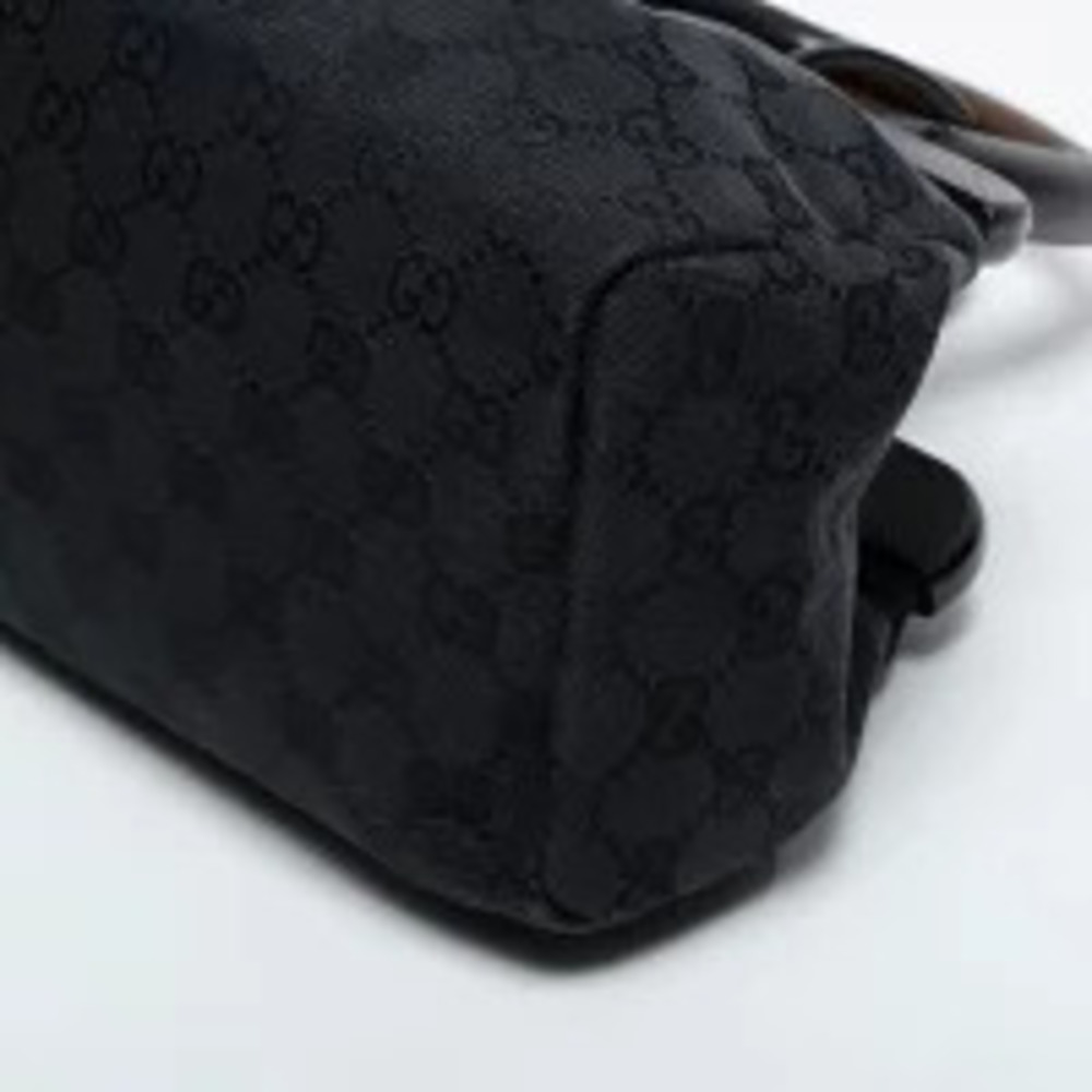 Gucci Canvas Handbag Black Bamboo GG - Picture 7 of 13